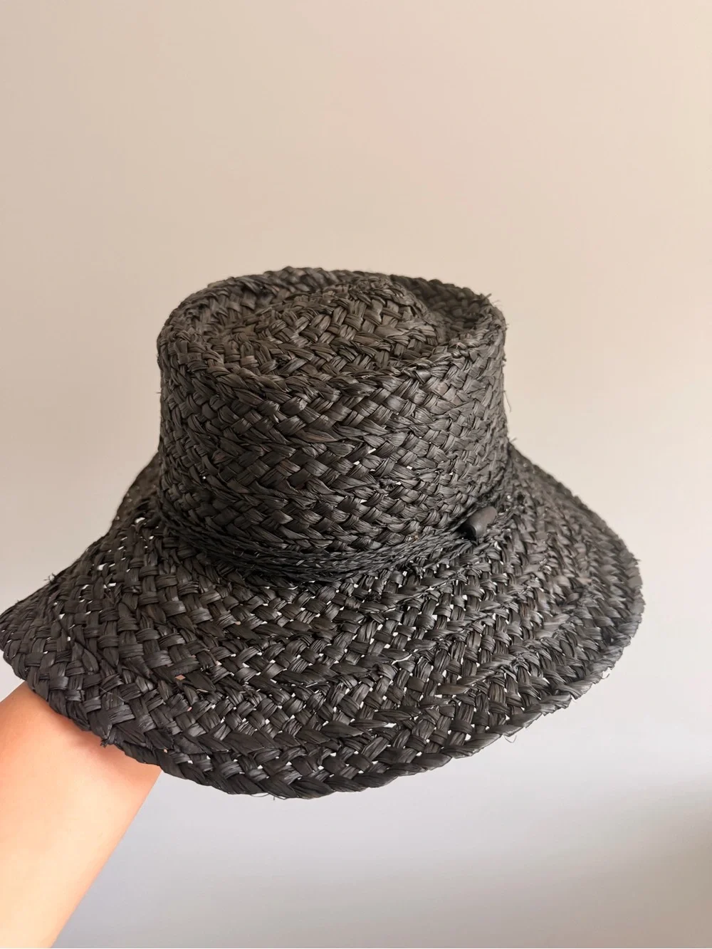 Liz Claiborne Black Braided Straw Fedora Sun Hat